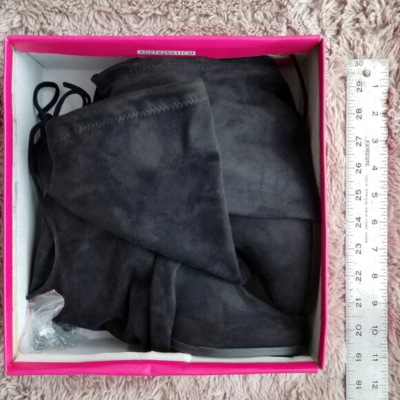 Catherine Malandrino Verda Thigh Hi Boot Over The Knee Size 8.5 Black Faux Suede - Picture 10 of 15